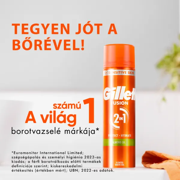 Gillette Fusion Borotvazselé Mandulaolajjal, Érzékeny Bőrre, 200ml termékhez kapcsolódó kép