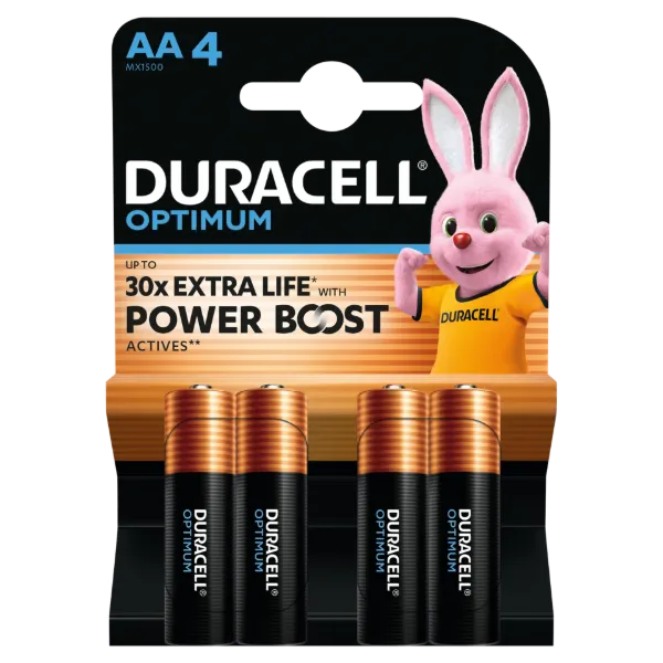 Duracell Optimum Power Boost AA MX1500 1,5 V alkáli elemek 4 db termékhez kapcsolódó kép
