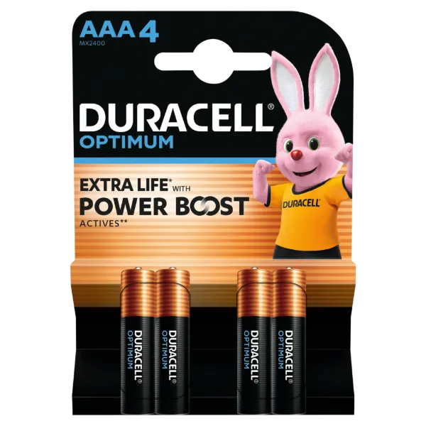 Duracell Optimum Power Boost AAA MX2400 1,5 V alkáli elemek 4 db termékhez kapcsolódó kép
