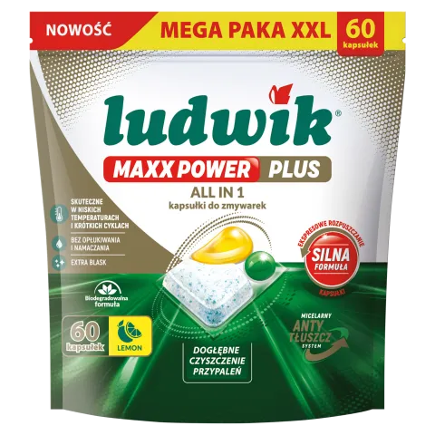 Ludwik All in 1 Maxx Power Plus mosogatógép kapszula 60 db 960 g termékhez kapcsolódó kép