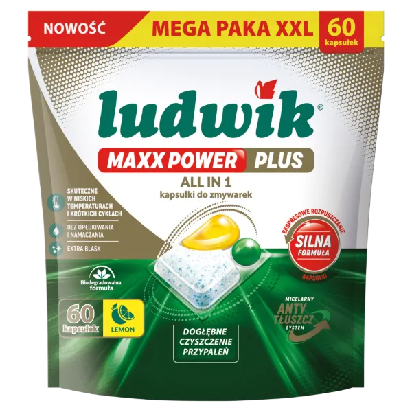 Ludwik All in 1 Maxx Power Plus mosogatógép kapszula 60 db 960 g termékhez kapcsolódó kép