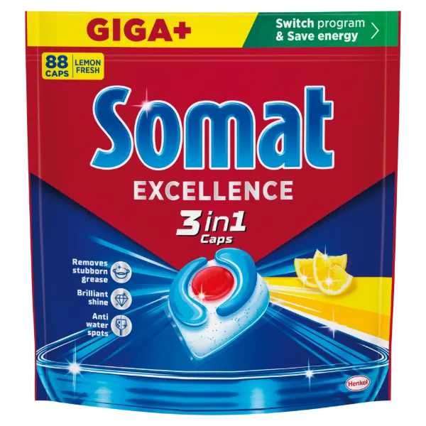 Somat Excellence Lemon Fresh gépi mosogatószer kapszula 88 db 1592,8 g termékhez kapcsolódó kép