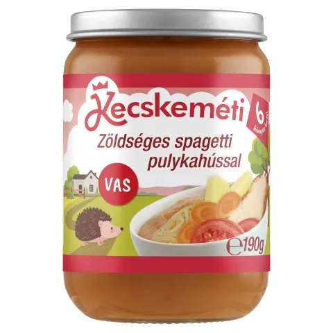 Kecskeméti zöldséges spagetti pulykahússal bébiétel 6 hónapos kortól 190 g termékhez kapcsolódó kép