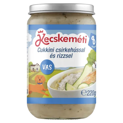 Kecskeméti cukkini csirkehússal és rizzsel bébiétel 8 hónapos kortól 220 g termékhez kapcsolódó kép