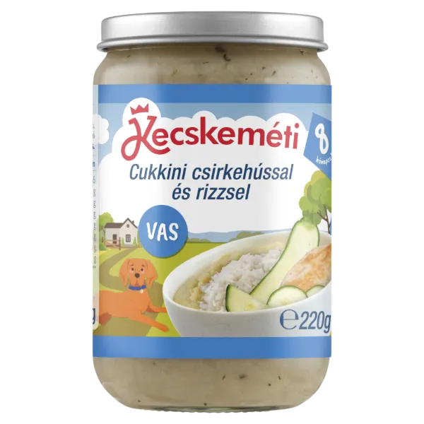 Kecskeméti cukkini csirkehússal és rizzsel bébiétel 8 hónapos kortól 220 g termékhez kapcsolódó kép