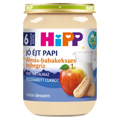 HiPP Jó Éjt Papi bio almás-babakekszes tejbegríz bébidesszert 6 hónapos kortól 190 g termékhez kapcsolódó kép