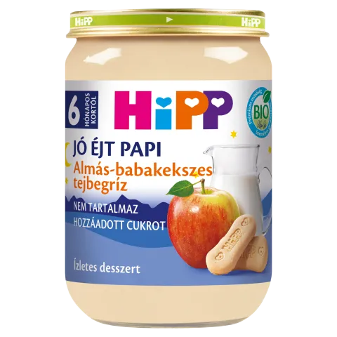 HiPP Jó Éjt Papi bio almás-babakekszes tejbegríz bébidesszert 6 hónapos kortól 190 g termékhez kapcsolódó kép
