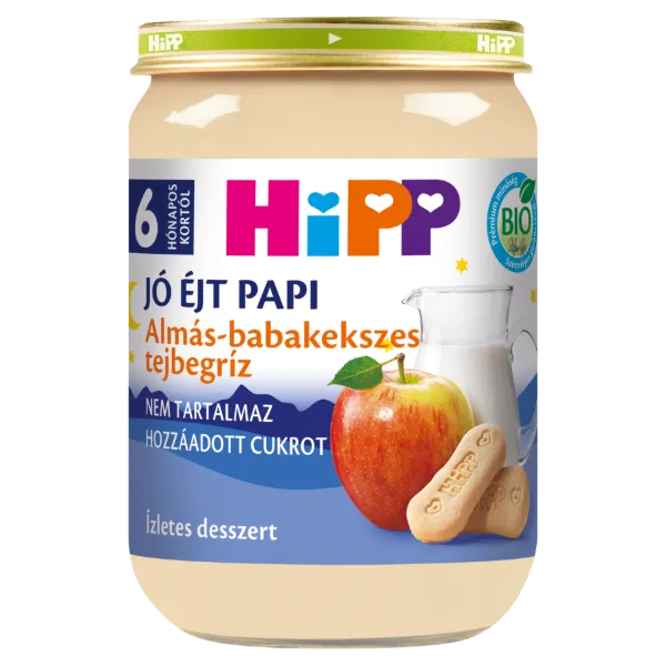 HiPP Jó Éjt Papi bio almás-babakekszes tejbegríz bébidesszert 6 hónapos kortól 190 g termékhez kapcsolódó kép
