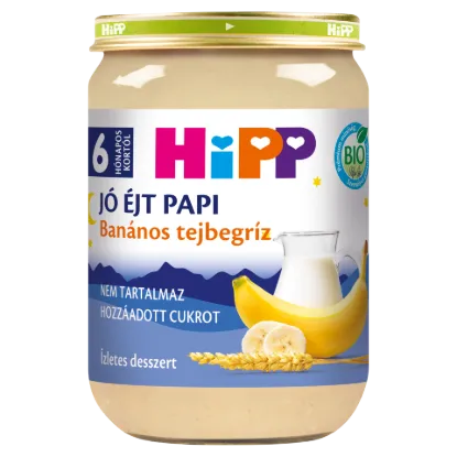HiPP Jó Éjt Papi bio banános tejbegríz bébidesszert 6 hónapos kortól 190 g termékhez kapcsolódó kép