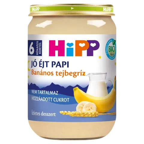 HiPP Jó Éjt Papi bio banános tejbegríz bébidesszert 6 hónapos kortól 190 g termékhez kapcsolódó kép