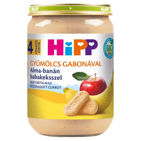 HiPP alma-banán babakeksszel bébidesszert 4 hónapos kortól 190 g termékhez kapcsolódó kép