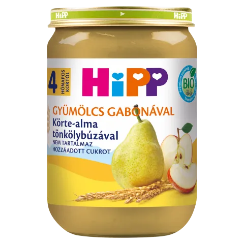 HiPP bio körte-alma tönkölybúzával bébidesszert 4 hónapos kortól 190 g termékhez kapcsolódó kép
