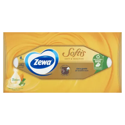 Zewa Softis 4 rétegű dobozos papír zsebkendő 80db Soft&Sensitive termékhez kapcsolódó kép