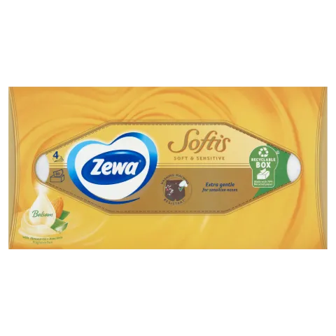 Zewa Softis 4 rétegű dobozos papír zsebkendő 80db Soft&Sensitive termékhez kapcsolódó kép