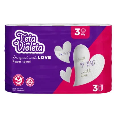 Violeta háztartási papírtörlő LOVE 3 réteg 3 tekercs termékhez kapcsolódó kép