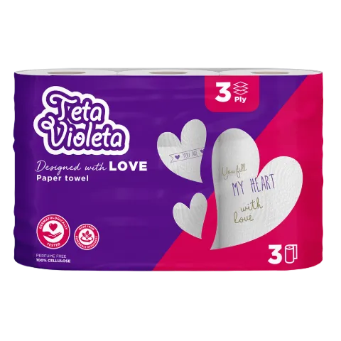 Violeta háztartási papírtörlő LOVE 3 réteg 3 tekercs termékhez kapcsolódó kép