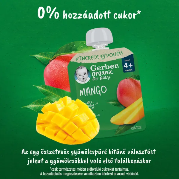 Gerber bio gyümölcspüré mangó 4 hónapos kortól 80g termékhez kapcsolódó kép