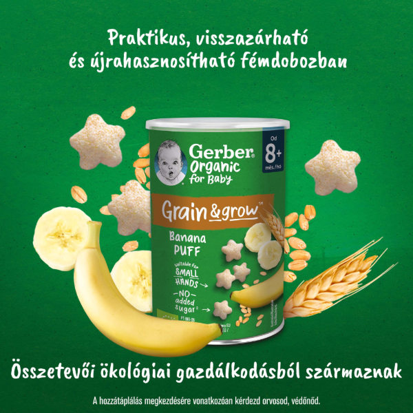GERBER BIO GAB. SNACK BANANOS 8+ HO 35 g termékhez kapcsolódó kép