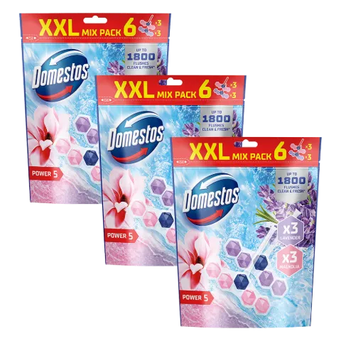 Domestos Power 5 Magnolia/Lavender WC frissítő blokk 6 x 50 g termékhez kapcsolódó kép