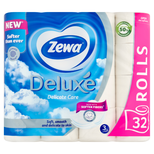 Zewa Deluxe Delicate Care toalettpapír 3 rétegű 32 tekercs termékhez kapcsolódó kép