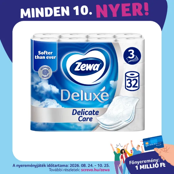 Zewa Deluxe Delicate Care toalettpapír 3 rétegű 32 tekercs termékhez kapcsolódó kép