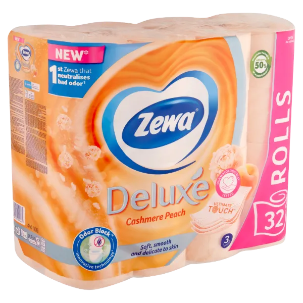 Zewa Deluxe Cashmere Peach toalettpapír 3 rétegű 32 tekercs termékhez kapcsolódó kép