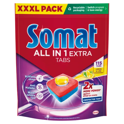 Somat All in One Extra Lemon & Lime mosogatógép tabletta 115 db 115 db termékhez kapcsolódó kép