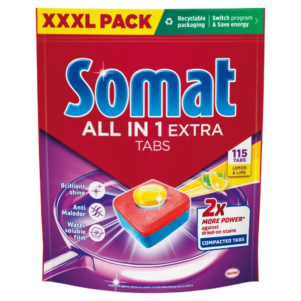 Somat All in One Extra Lemon & Lime mosogatógép tabletta 115 db 115 db termékhez kapcsolódó kép