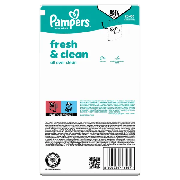 Pampers törlőkendő Fresh Clean XXL 20x80db termékhez kapcsolódó kép