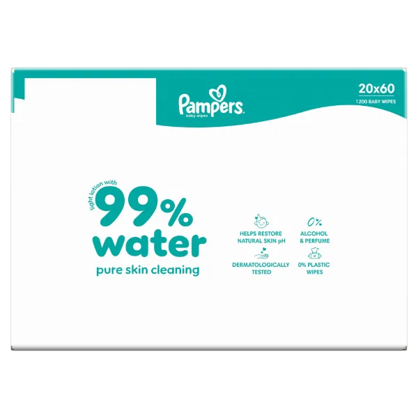 Pampers törlőkendő Aqua 99% water 20x60db termékhez kapcsolódó kép