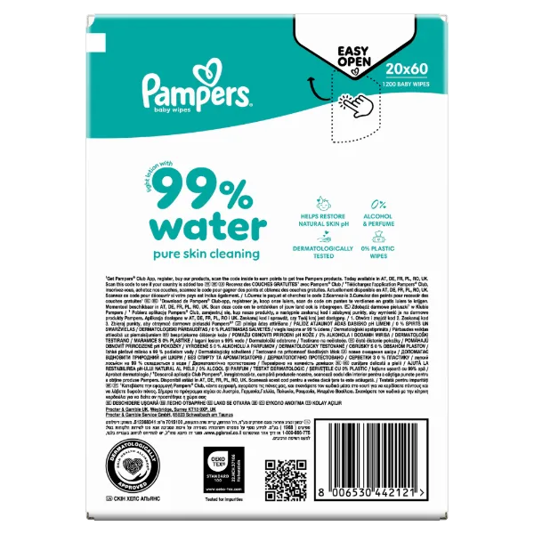 Pampers törlőkendő Aqua 99% water 20x60db termékhez kapcsolódó kép