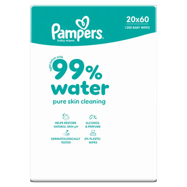 Pampers törlőkendő Aqua 99% water 20x60db termékhez kapcsolódó kép