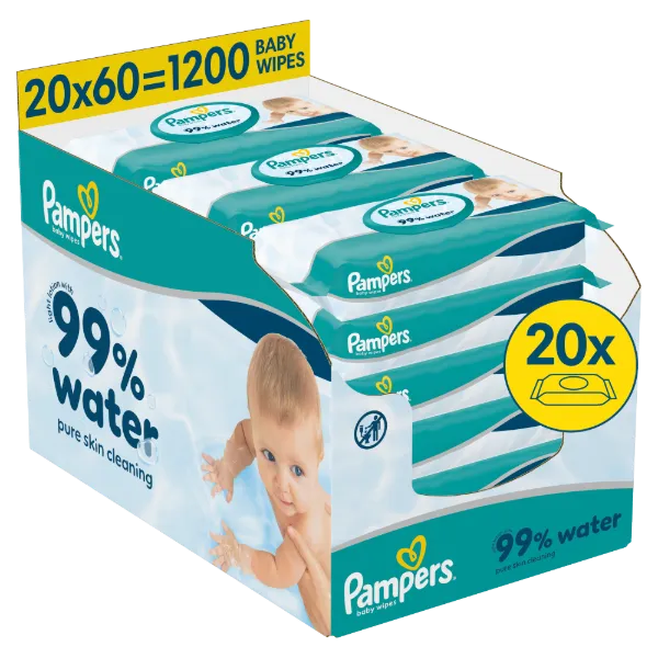 Pampers törlőkendő Aqua 99% water 20x60db termékhez kapcsolódó kép