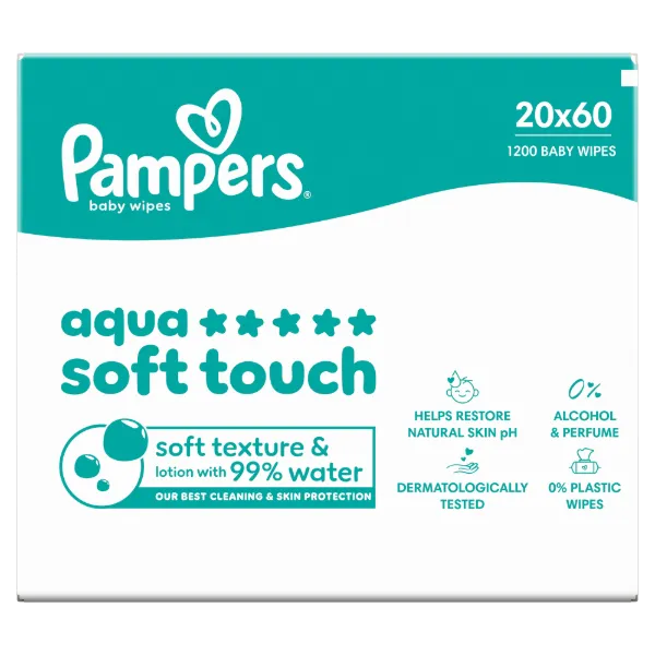 Pampers törlőkendő Aqua Soft Touch 20x60 termékhez kapcsolódó kép