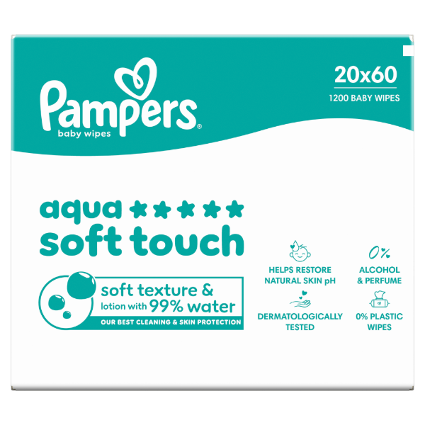 Pampers törlőkendő Aqua Soft Touch 20x60 termékhez kapcsolódó kép